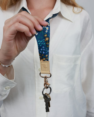 Premium Lanyard - Dark Blue Floral