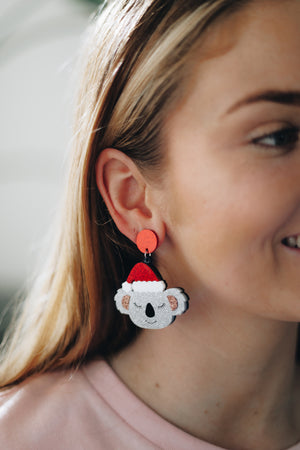 Acrylic & Resin Dangles - Wishing You Joy - Glitter Christmas Koalas (9613)