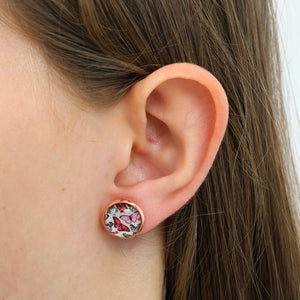 PINK COLLECTION - Love Courage Strength - Rose Gold 12mm Circle Studs - Butterfly Blush (11045)