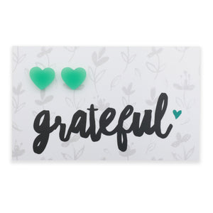 Grateful teal acrylic heart stud earrings – Sister & Soul