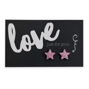 Love Just For You star acrylic glitter stud earrings in light pink glitter – Sister & Soul