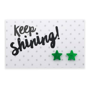 Keep Shining star acrylic glitter stud earrings in green glitter – Sister & Soul