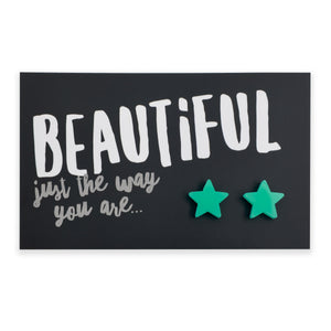 Beautiful Just The Way You Are teal acrylic star stud earrings – Sister & Soul