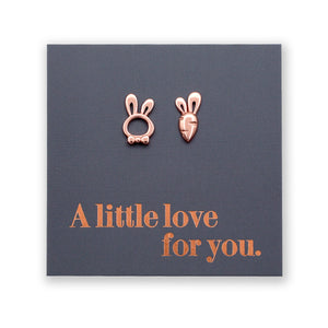 Sterling Silver Earring Studs - Love Just For You - BUNNY & CARROT Rose Gold (8811-R)