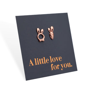 Sterling Silver Earring Studs - Love Just For You - BUNNY & CARROT Rose Gold (8811-R)