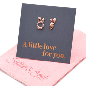 Sterling Silver Earring Studs - Love Just For You - BUNNY & CARROT Rose Gold (8811-R)
