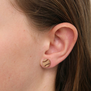 Stainless Steel Earring Studs - Never Give Up - SOFTBALL / BASEBALL