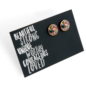 Heart & Soul Collection - Beautiful Strong Unique - Rose Gold 12mm Circle Studs - Flora (11113)