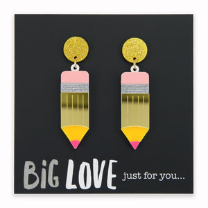 Acrylic Dangles - 'Big Love Just For You' - Pencils (10554)