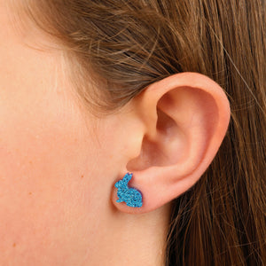 Sparkle Bunny Acrylic Stud - Love Just For You - Blue Glitter (2301-F)
