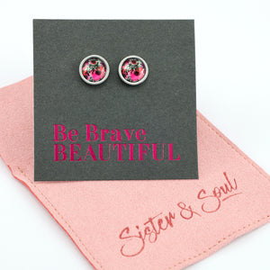 Be Brave Beautiful - Silver Stainless Steel 8mm Circle Studs - Bonita (12344)