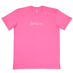 BRAVE - Oversized Fit - Plus Size Long Boxy Tee - Pop Pink with Pink Print