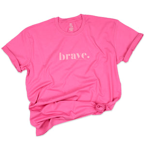 BRAVE - Oversized Fit - Plus Size Long Boxy Tee - Pop Pink with Pink Print
