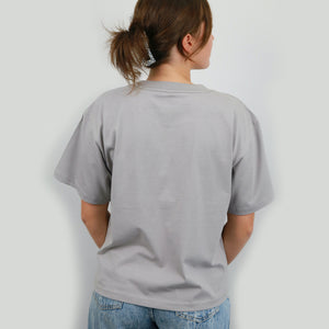 BRAVE - Storm Grey Cropped Wide Boxy Tee - Pink Print