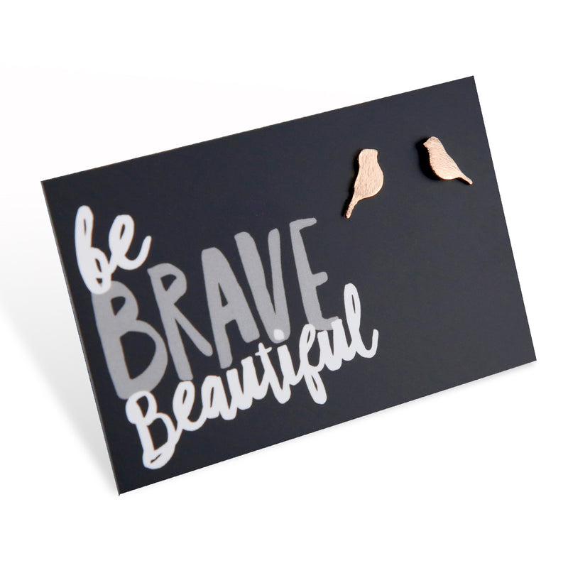 Be Brave Beautiful! Bird Plated Studs - Rose Gold (9807)