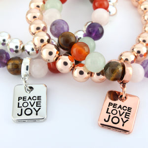 FESTIVE Bracelet Duo - Rose Gold PEACE LOVE JOY - 8mm Bracelet (11832)