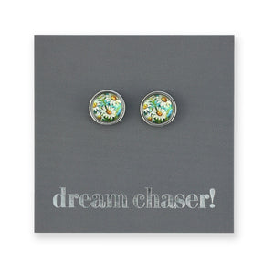FLORAL WONDERS - Dream Chaser! - 8mm Stainless Steel Circle Studs Silver - DAISY WINDOW (9906-F)