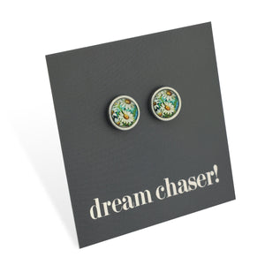 FLORAL WONDERS - Dream Chaser! - 8mm Stainless Steel Circle Studs Silver - DAISY WINDOW (9906-F)