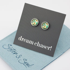 FLORAL WONDERS - Dream Chaser! - 8mm Stainless Steel Circle Studs Silver - DAISY WINDOW (9906-F)