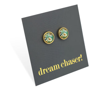 FLORAL WONDERS - Dream Chaser! - 8mm Stainless Steel Circle Studs Gold- DAISY WINDOW (9906-R)