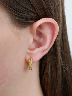 Love Just For You Sterling Silver Hoops - Gold Dimple