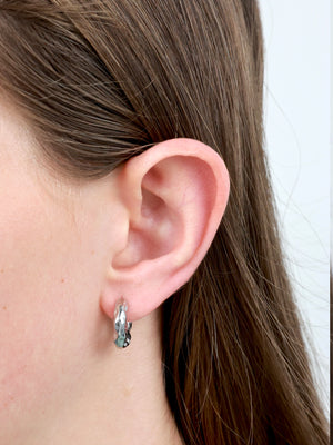 Love Just For You Sterling Silver Hoops - Silver Dimple
