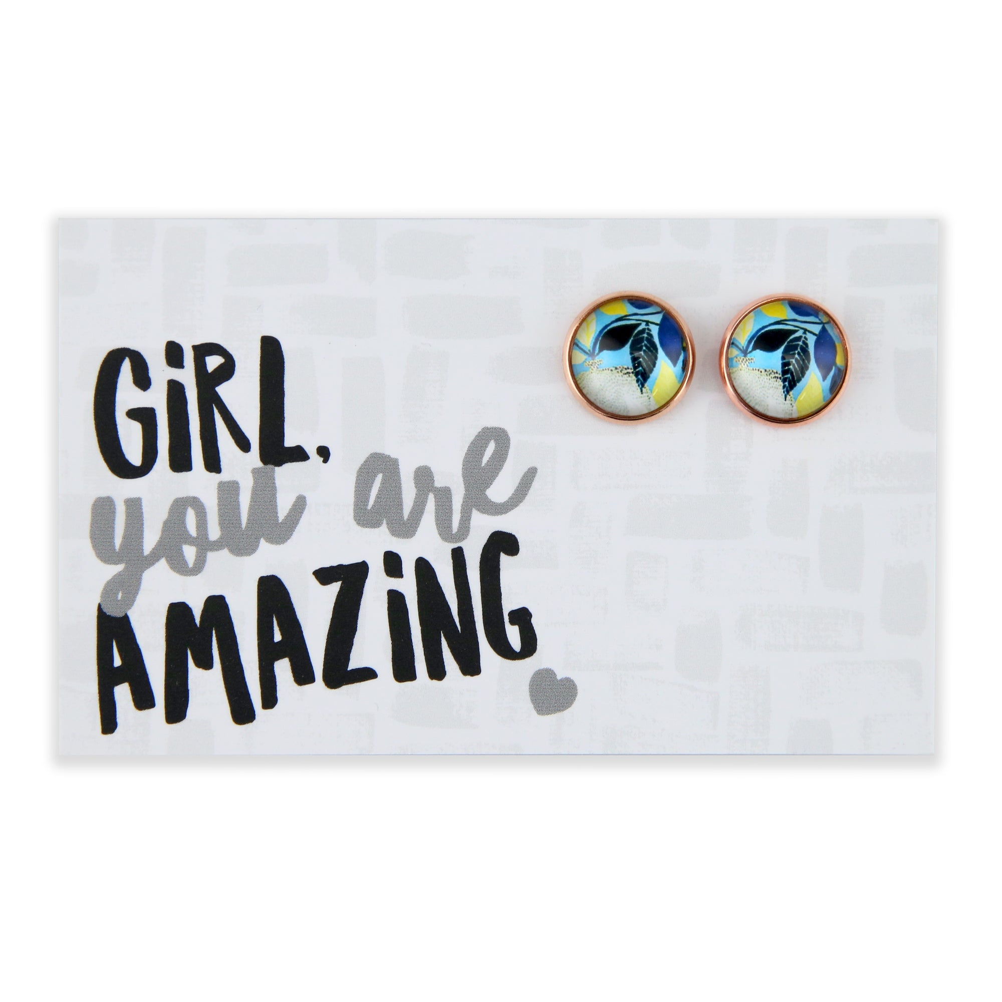 Blue Collection - Girl you are Amazing - Rose Gold 12mm Circle Studs - Dolce (11352)