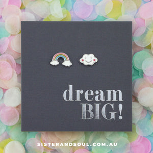 Rainbow & Cloud - Sterling Silver Studs - Dream Big (8505)