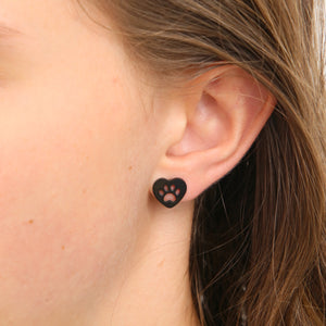 Stainless Steel Earring Studs - Life Is Beautiful - HEART PAW PRINTS