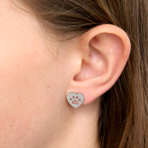 Stainless Steel Earring Studs - Life Is Beautiful - HEART PAW PRINTS
