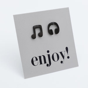 Stainless Steel Earring Studs - Enjoy - MUSIC & HEADPHONES
