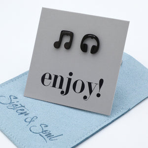 Stainless Steel Earring Studs - Enjoy - MUSIC & HEADPHONES
