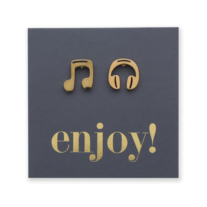 Stainless Steel Earring Studs - Enjoy - MUSIC & HEADPHONES