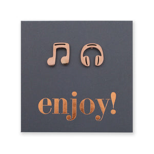 Stainless Steel Earring Studs - Enjoy - MUSIC & HEADPHONES