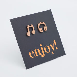 Stainless Steel Earring Studs - Enjoy - MUSIC & HEADPHONES