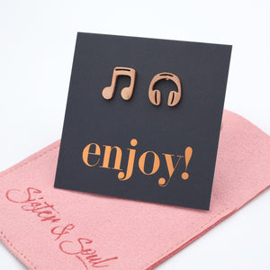 Stainless Steel Earring Studs - Enjoy - MUSIC & HEADPHONES