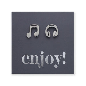 Stainless Steel Earring Studs - Enjoy - MUSIC & HEADPHONES