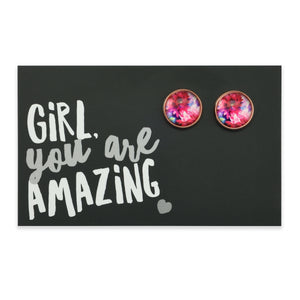 PINK COLLECTION - Girl You Are Amazing - Rose Gold 12mm Circle Studs - Evie (11121)
