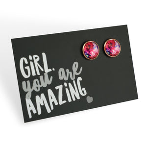 PINK COLLECTION - Girl You Are Amazing - Rose Gold 12mm Circle Studs - Evie (11121)