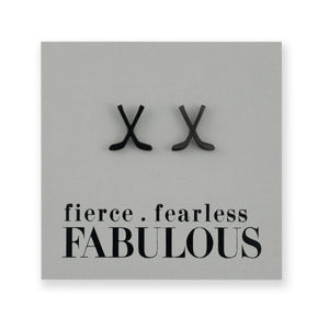 Stainless Steel Earring Studs - Fierce Fearless Fabulous - ICE HOCKEY STICKS