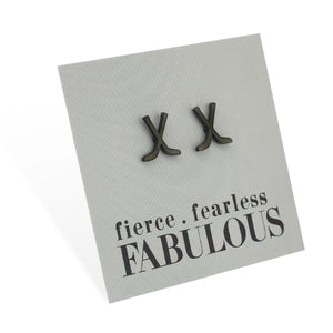 Stainless Steel Earring Studs - Fierce Fearless Fabulous - ICE HOCKEY STICKS