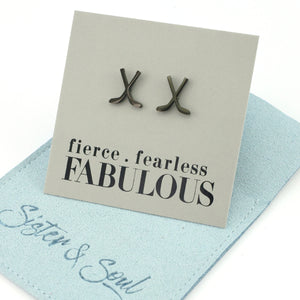 Stainless Steel Earring Studs - Fierce Fearless Fabulous - ICE HOCKEY STICKS