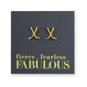 Stainless Steel Earring Studs - Fierce Fearless Fabulous - ICE HOCKEY STICKS