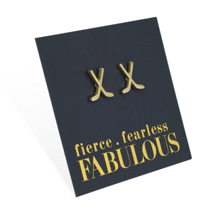Stainless Steel Earring Studs - Fierce Fearless Fabulous - ICE HOCKEY STICKS