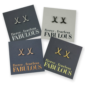 Stainless Steel Earring Studs - Fierce Fearless Fabulous - ICE HOCKEY STICKS