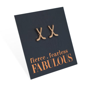 Stainless Steel Earring Studs - Fierce Fearless Fabulous - ICE HOCKEY STICKS