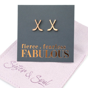 Stainless Steel Earring Studs - Fierce Fearless Fabulous - ICE HOCKEY STICKS
