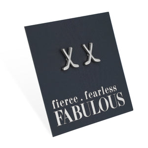 Stainless Steel Earring Studs - Fierce Fearless Fabulous - ICE HOCKEY STICKS