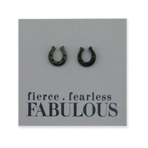Stainless Steel Earring Studs - Fierce Fearless Fabulous - HORSESHOE