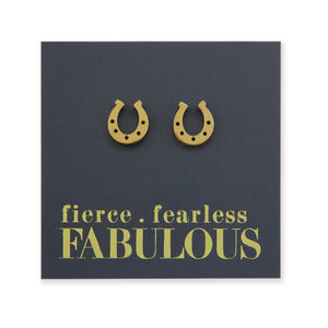 Stainless Steel Earring Studs - Fierce Fearless Fabulous - HORSESHOE